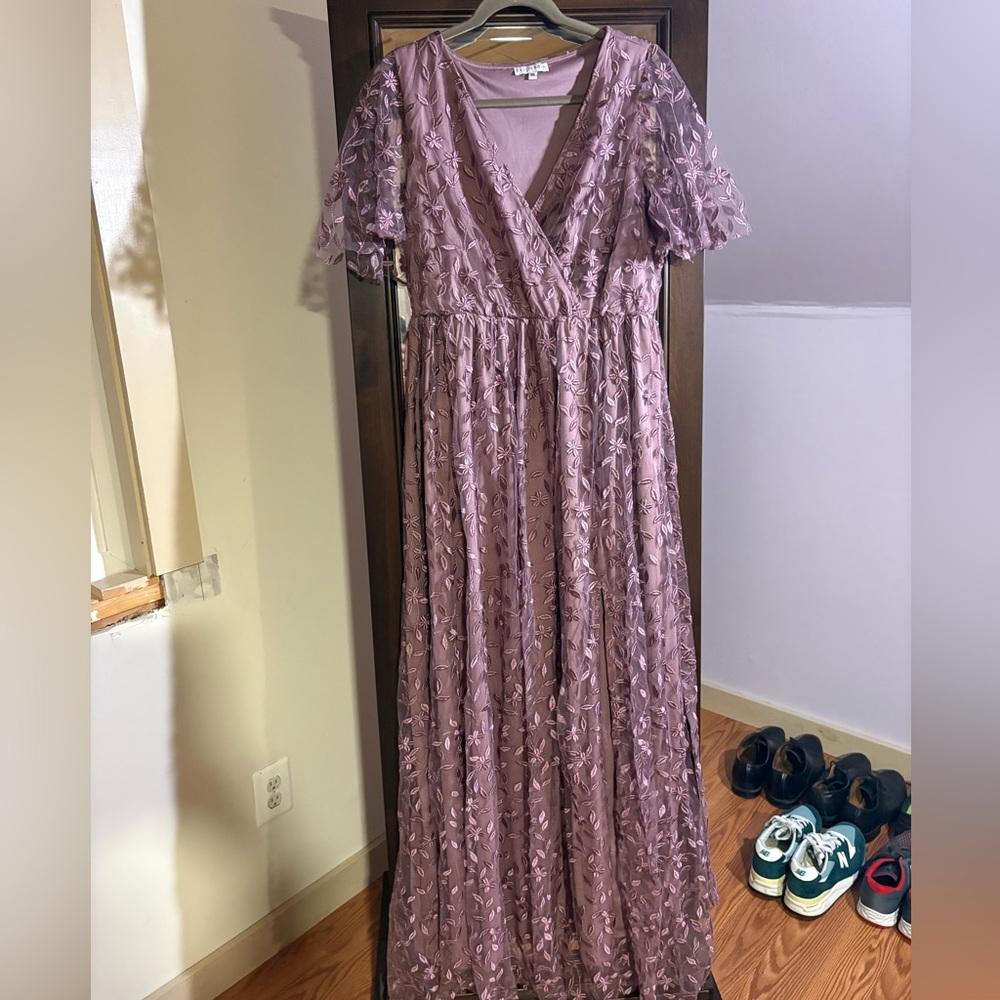 Baltic Born Mauve Embossed Maxi Dress